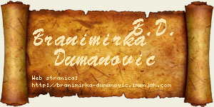Branimirka Dumanović vizit kartica